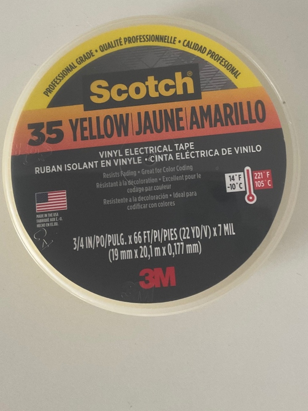 3M Scotch 35 Yellow Vinyl Electrical Tape